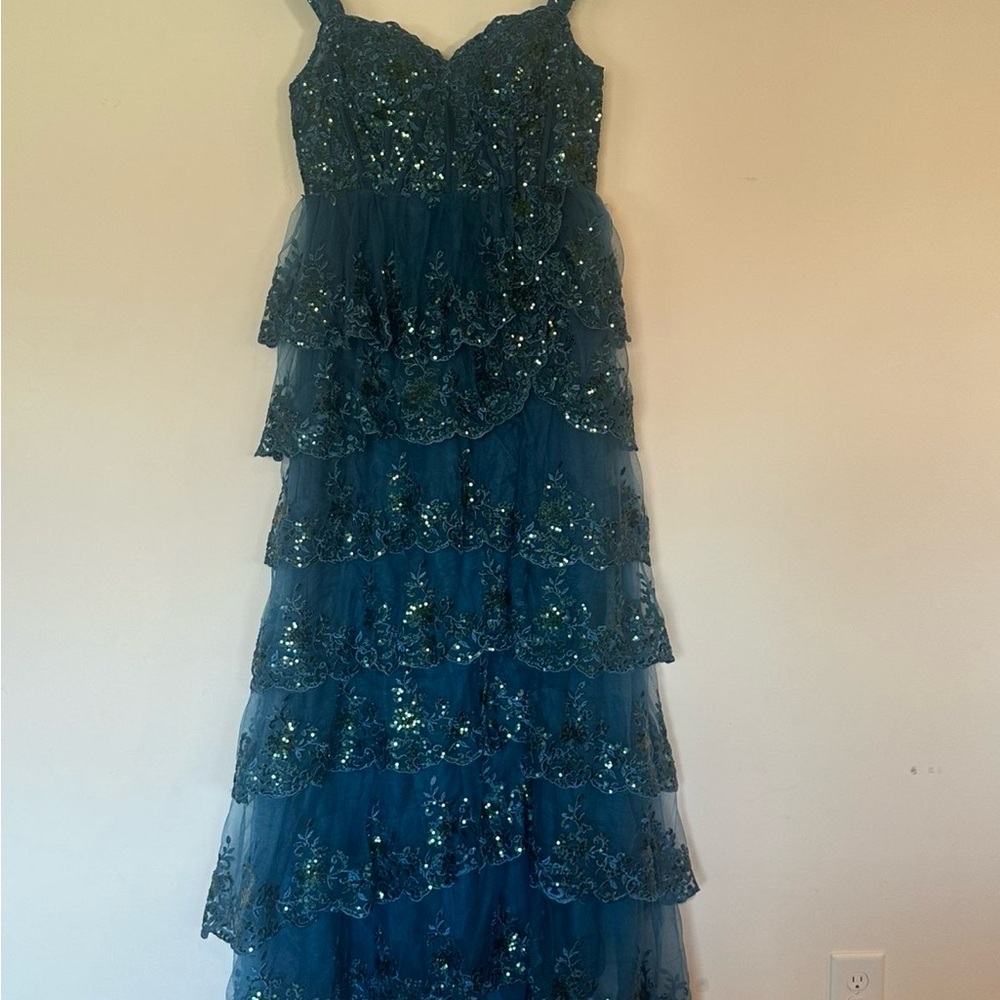 Elegant Blue Sequin Gown